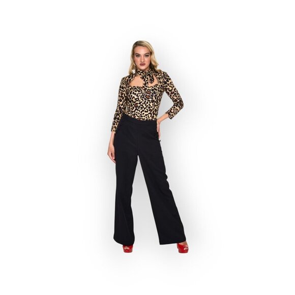 Voodoo Vixen Leopard Tie Neck Top NWT Medium - Picture 2 of 14